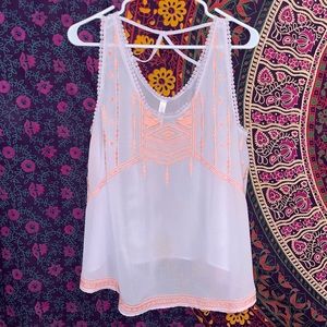 4/$30 Flowy Sheer Lilac and Orange Tank Top